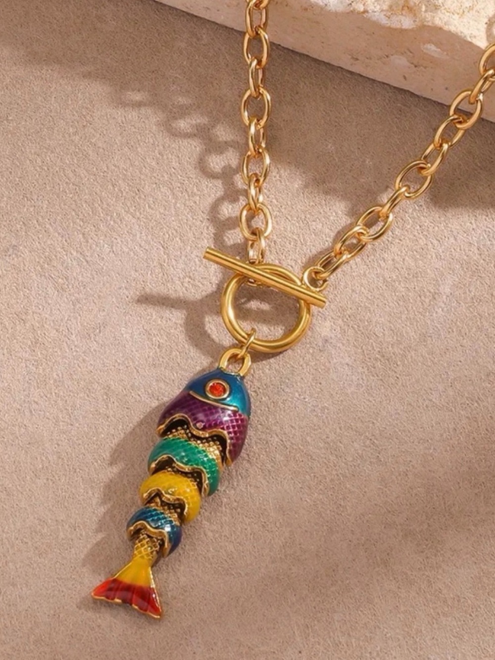 Multicolor Fish Pendant Necklace - Women Jewelry